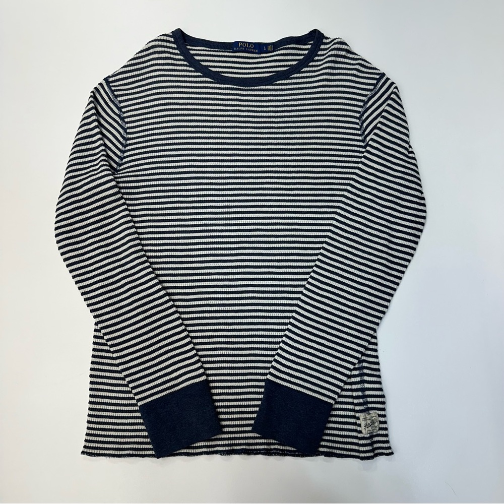 Polo by Ralph Lauren Navy and White Striped Long Sleeve Shirt